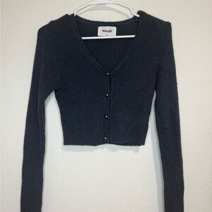 Rolla's Women's Dark Navy V-Neck Sweater Cardigan